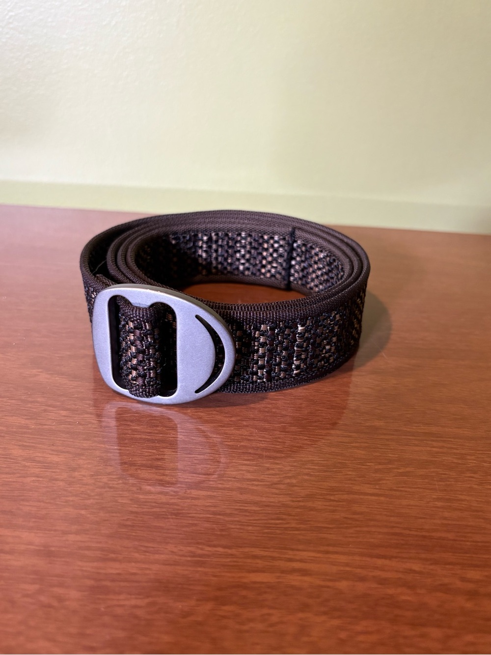 Men's Woven Brown Belt with Silver Buckle